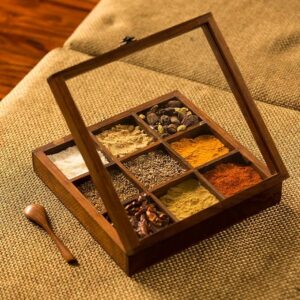wooden spice storage box